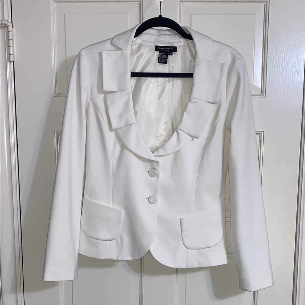 Sandro Women's White Ponte Knit Blazer Jacket